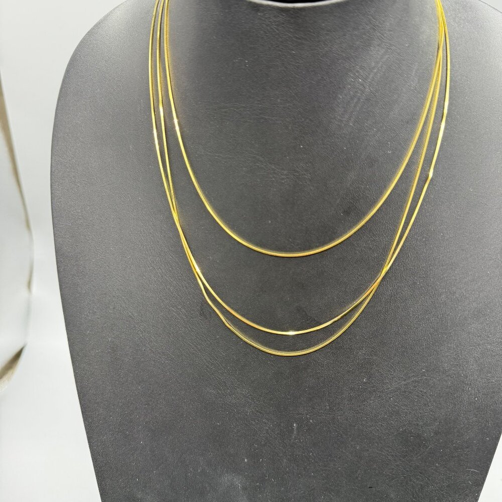 STS Gold over Sterling Silver 925 Long Strand Box type Chain Necklace With Box